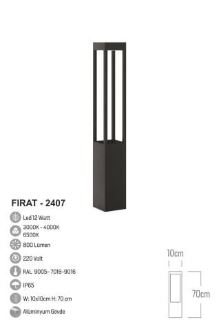 KAMPANYA ÜRÜNÜ Bollard Aydınlatma Fırat Bahçe, Site, Yürüme Yolu Aydınlatma 70cm