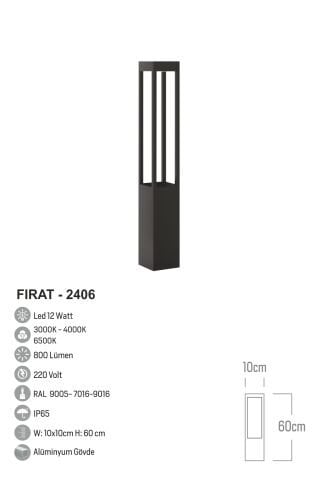 Bollard Aydınlatma Fırat Bahçe, Site, Yürüme Yolu Aydınlatma 60cm