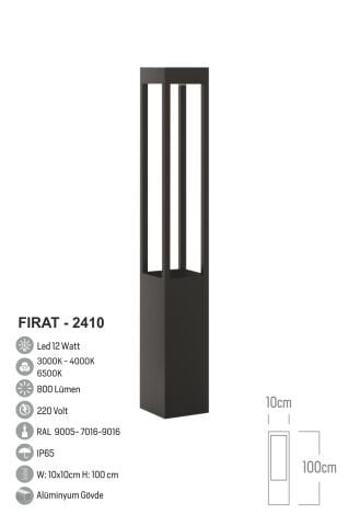 Bollard Aydınlatma Fırat Bahçe, Site, Yürüme Yolu Aydınlatma 100cm