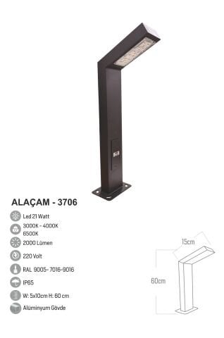 Bollard Aydınlatma Alaçam Bahçe Aydınlatması 60CM