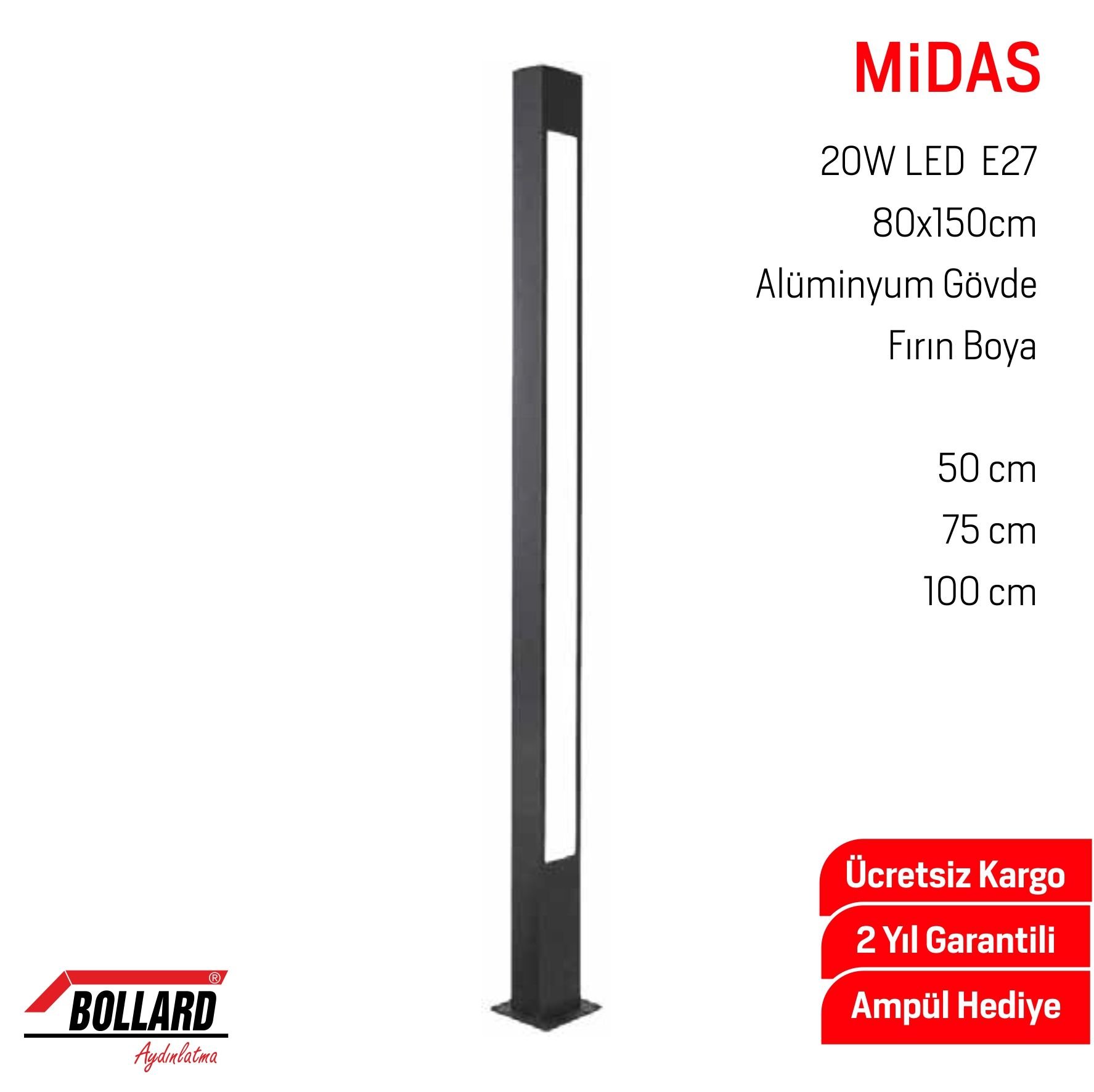 Midas 80cm. Bahçe, Yürüme Yolu Aydınlatma