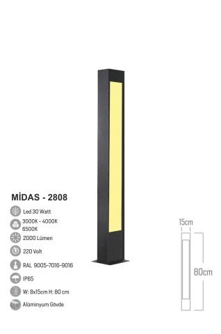 Bollard Aydınlatma Midas Bahçe, Yürüme Yolu Aydınlatma 80cm