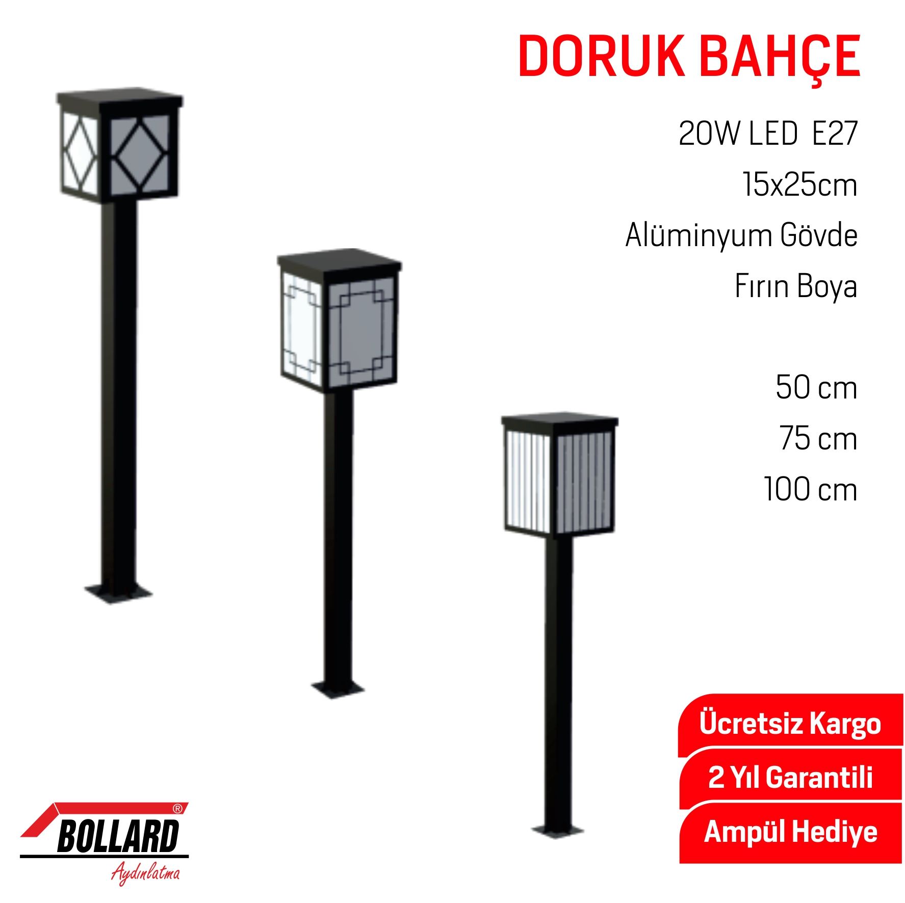 Dekor Bahçe 100cm. Dış Mekan Bahçe Aydınlatma, Set Üstü Aydınlatma
