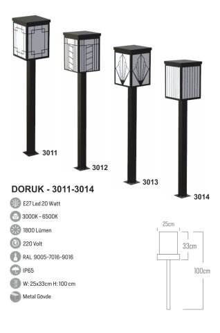 Bollard Aydınlatma Doruk Bahçe 20W LED Bahçe Aydınlatma 100cm
