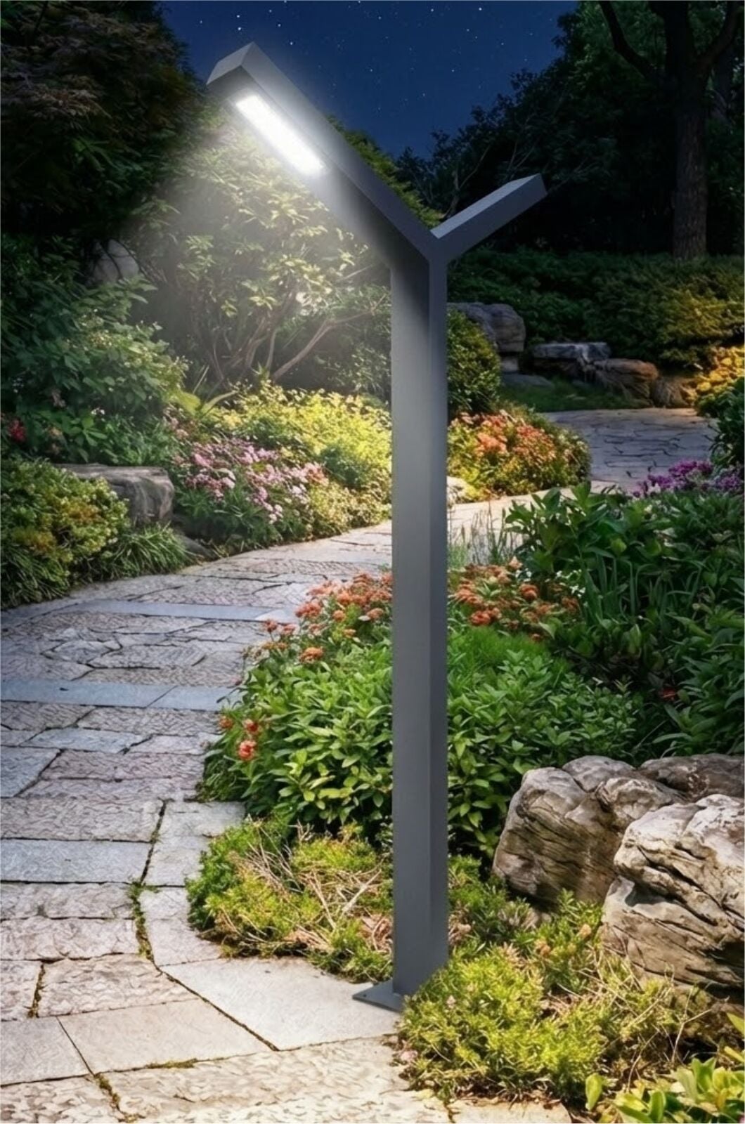 Bollard Aydınlatma Erciyes LED Çift Yönlü Bahçe Sokak Aydınlatma Direği 300cm