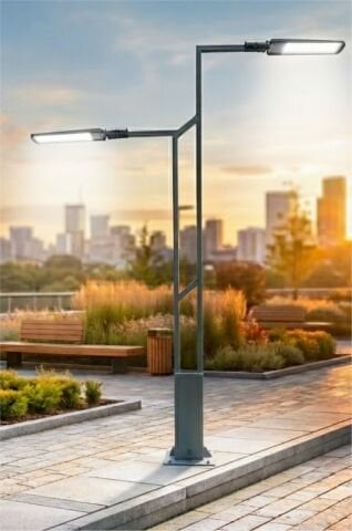 Bollard Aydınlatma Luras 2X150W Dış Mekan Sokak Bahçe Aydınlatma Direği 350cm