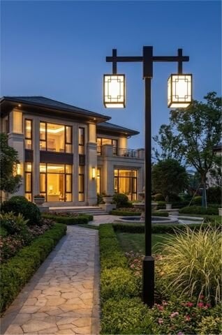 Bollard Aydınlatma Atlas 2x30W LED  Çift Kollu Bahçe Aydınlatma Direği 300cm