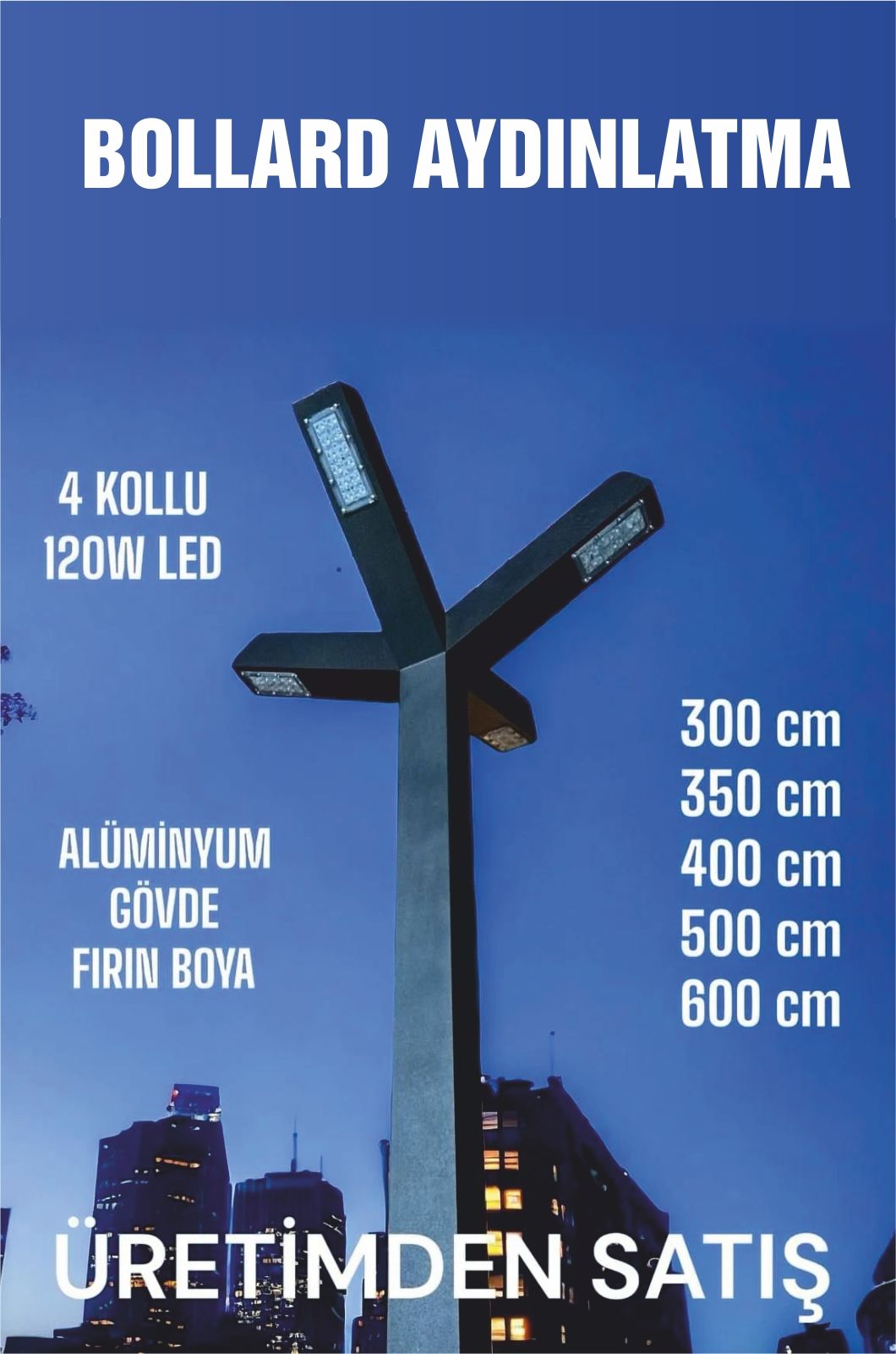Çınar 300cm. 4 Kollu Led  Aydınlatma Direği