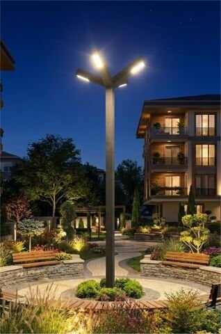 Bollard Aydınlatma Çınar 4 Kollu 4x30W Led  Cadde Sokak Bahçe Aydınlatma 400 cm