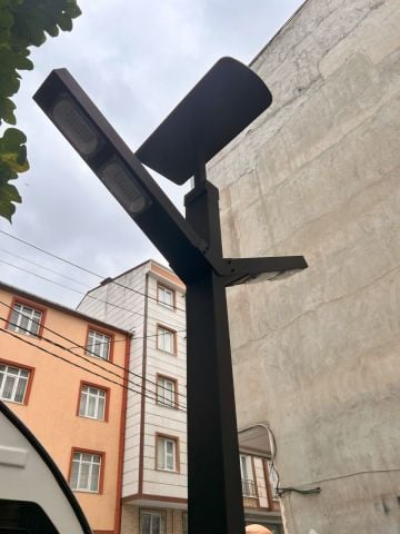 Bollard Mercan 2x100W 300cm. Güneş Enerjili Sokak Aydınlatma Direği, Solar Bahçe Aydınlatma Direk