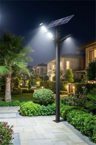 Bollard Aydınlatma Mercan 2x100W Güneş Enerjili Sokak Aydınlatma Direği 300cm