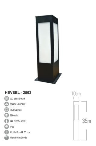 Bollard Aydınlatma Hevsel 35cm Bahçe Aydınlatması