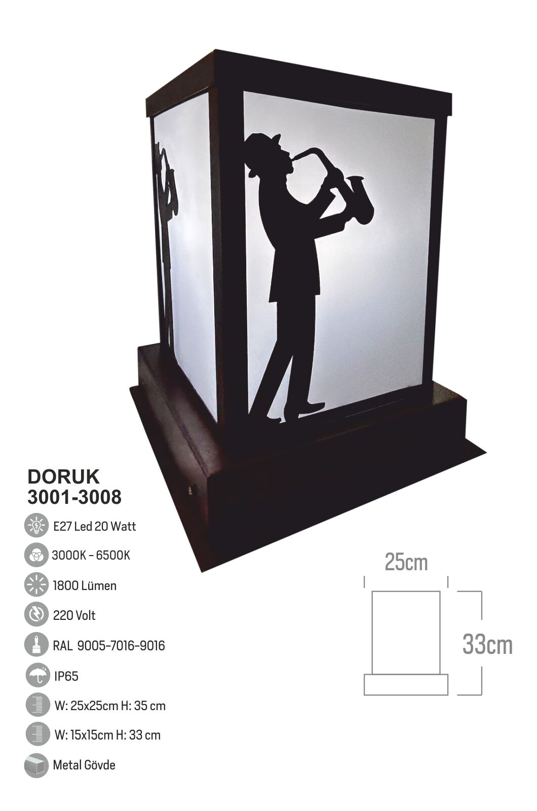 Bollard Aydınlatma Set Üstü Bahçe Aydınlatması 35CM