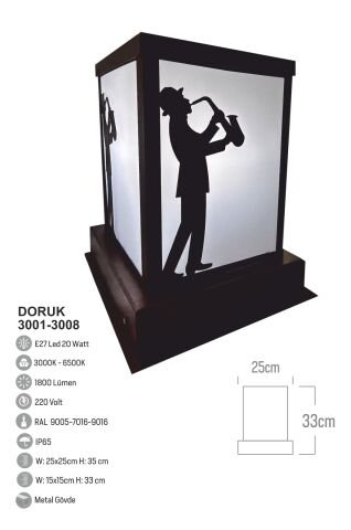 Bollard Aydınlatma Set Üstü Bahçe Aydınlatması 35CM