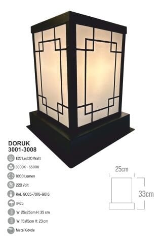 Bollard Aydınlatma Set Üstü Bahçe Aydınlatması 35CM