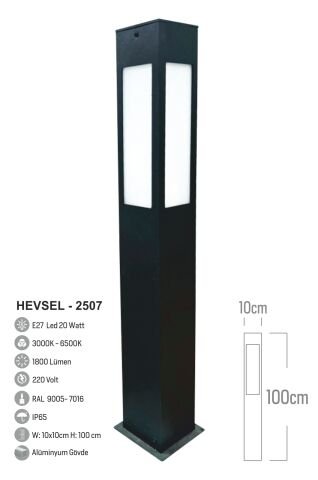 Bollard Aydınlatma Hevsel 100cm Bahçe Aydınlatması