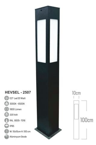 Bollard Aydınlatma Hevsel 100cm Bahçe Aydınlatması