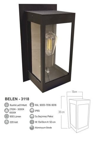 Bollard Aydınlatma Belen Aplik 36CM