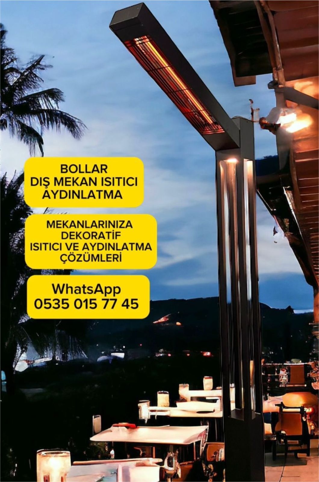 Elektrikli Isıtıcılı Led Aydınlatma Direği 250CM Dış Mekan