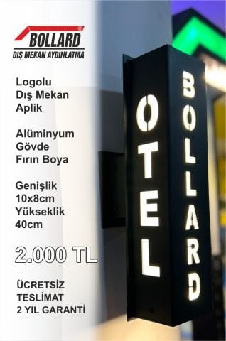 Bollard Dış Mekan Cafe, Otel, Kapı No Aplik İstenilen Yazılı Logolu Aplik 40 cm.