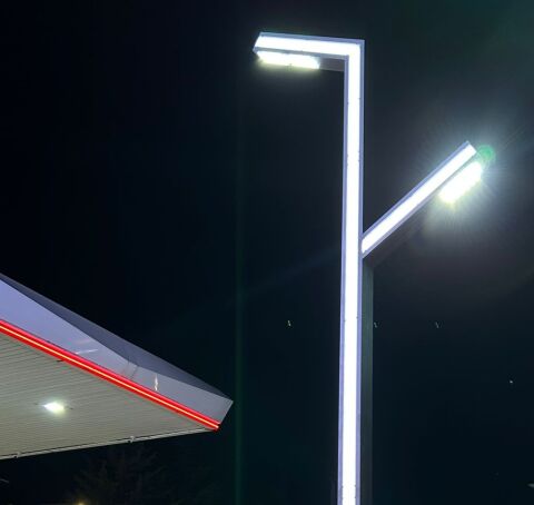 Akar Yakıt İstasyonu Benzin İstasyon Aydınlatma Direği Ambiyans Ledli 600CM