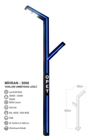 Bollard Aydınlatma Mihran İstasyon Aydınlatma Direği 600CM