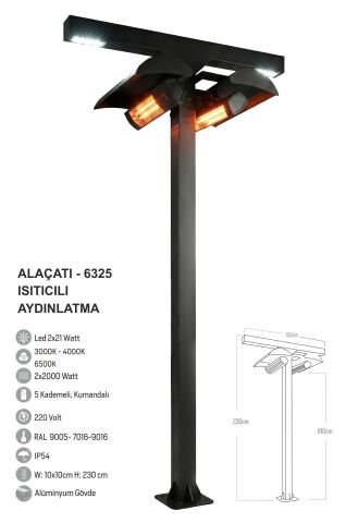 Bollard Aydınlatma Alaçatı Dış Mekan Isıtıcı 250CM
